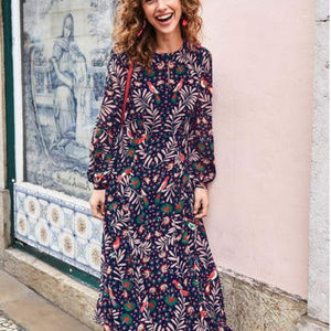 BODEN Ada Midi Dress - Navy Tropical Jungle